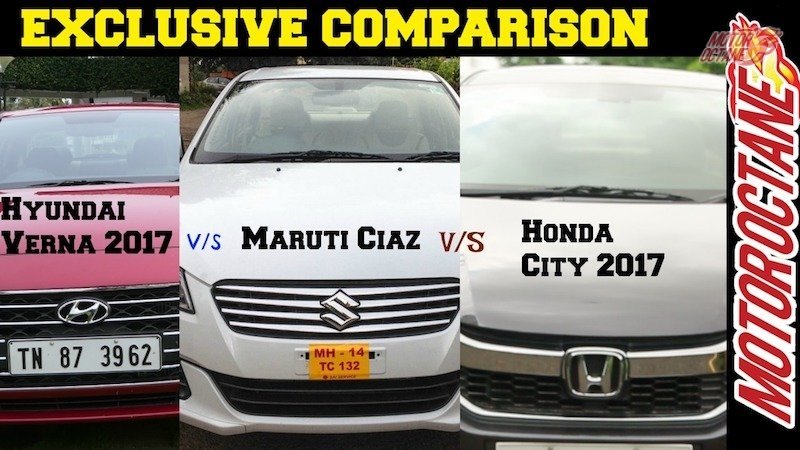 Hyundai Verna 2017 vs MAruti Ciaz vs Honda City 2017