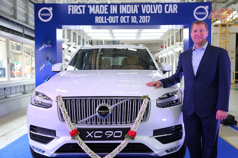 Volvo Cars has rolled out its first-ever XC90 from its Bengaluru plant. This is the company’s first Made-in-India vehicle. Technically, this is the first locally assembled Volvo in India. Mercedes-Benz, BMW, JLR India and Audi are already locally assembling cars in India. Volvo was the only automaker that imported its entire vehicle as a CBU (complete body unit). This meant higher excise and taxes on it. The assembly operations of the Volvo brand will happen near Bengaluru. That is even where the Volvo bus factory is also located. The XC90 is based on the SPA model vehicle architecture. "It’s a moment of great pride for all of us at Volvo Cars”, said Charles Frump, the newly appointed Managing Director for Volvo Auto India. “The roll-out of first locally assembled Volvo Car speaks volumes for the company’s commitment to grow further in India. The last three years have been good for us in India and we noticed a positive and encouraging growth in terms of increased segment share, world-class product and new dealer appointments.With global standards in quality, we are a formidable luxury car company in India and on-track to gain a bigger share of the segment.”  India has shown a great long-term potential for a fast-expanding luxury segment and the decision to assemble Volvo Cars locally has provided the company a strong platform to achieve 10% segment share by the end of the decade. The assembly operations is located near Bengaluru in southern India and focus on models based on Volvo’s SPA modular vehicle architecture. Apart from the XC90 more models on the SPA architecture are slated for local assembly and an announcement on the same will happen at a later stage.     While the Indian luxury market is still relatively small, it is forecast to grow rapidly in coming years. Volvo currently has a segment share of about 5% and aims to double this by 2020. Volvo Cars in India have had a robust 32% growth in sales volumes in the past two years and the 2017 trend is as per our plan to achieve 2000 cars, which will witness a growth of 25% year-on-year.