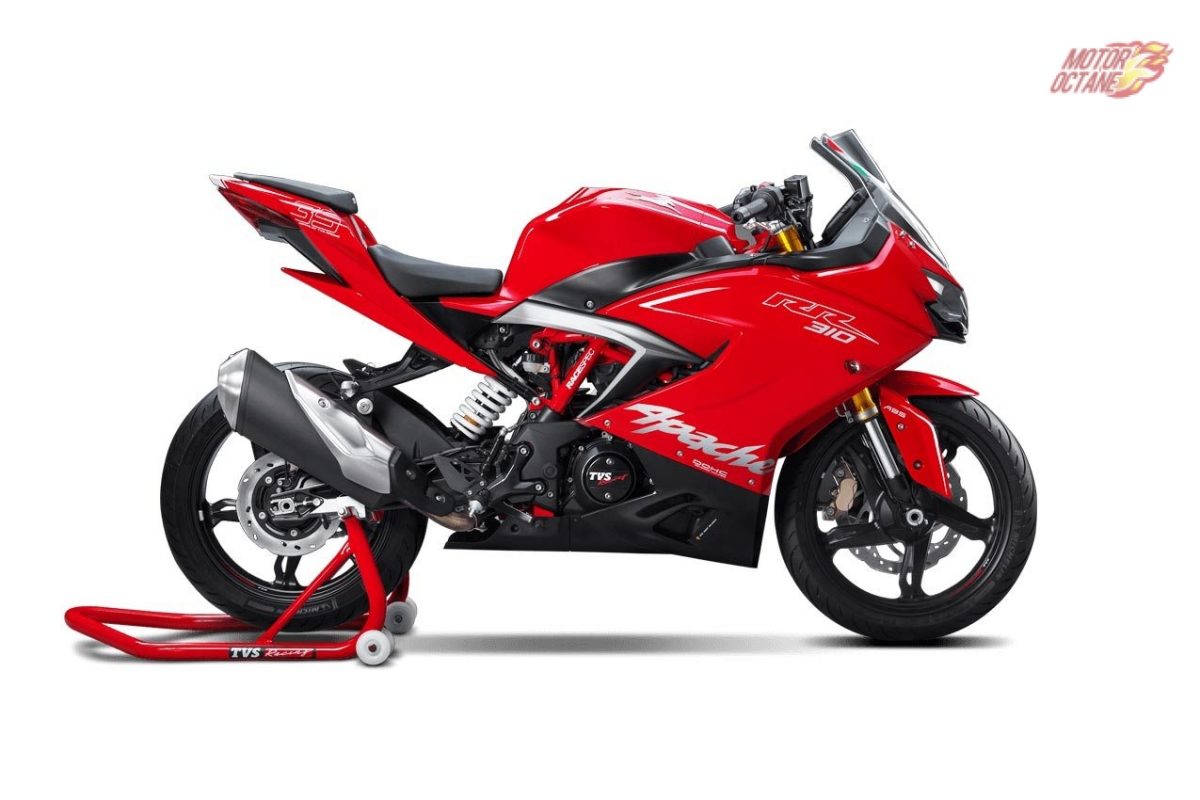 TVS Apache RR 310 Side, Red Colour