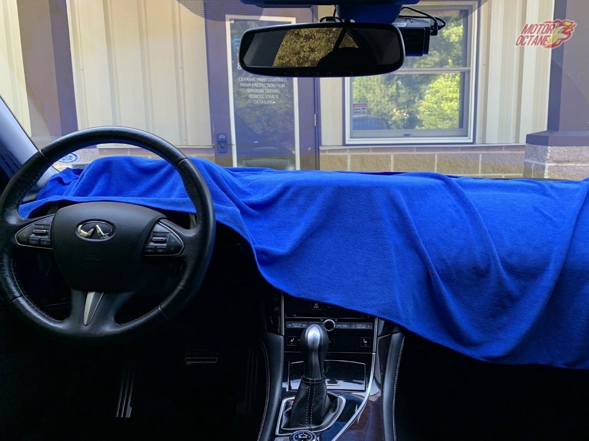 towel on dashboard