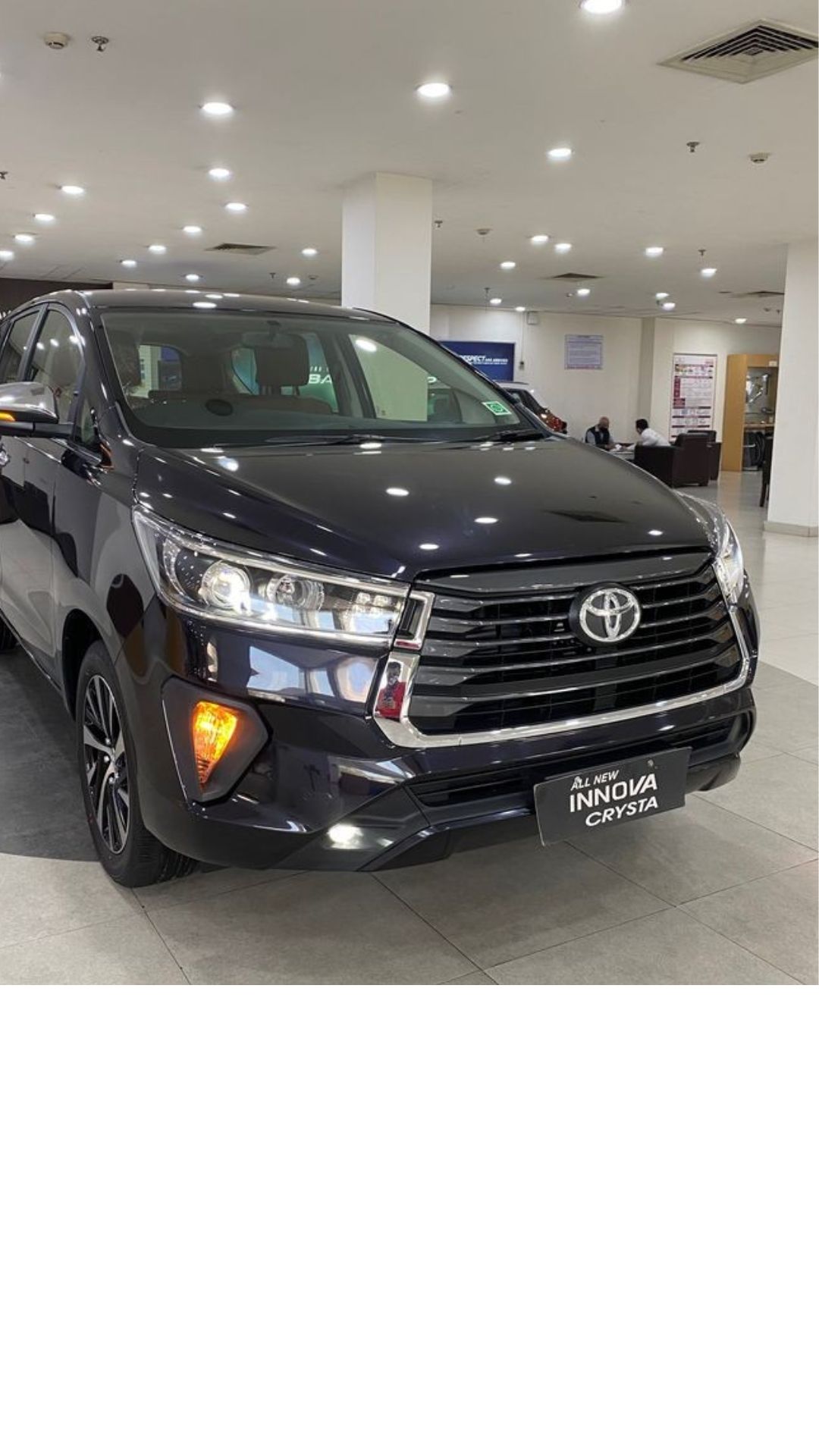 Toyota Innova Crysta in a showroom