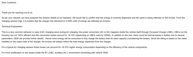 EV Charging Reply